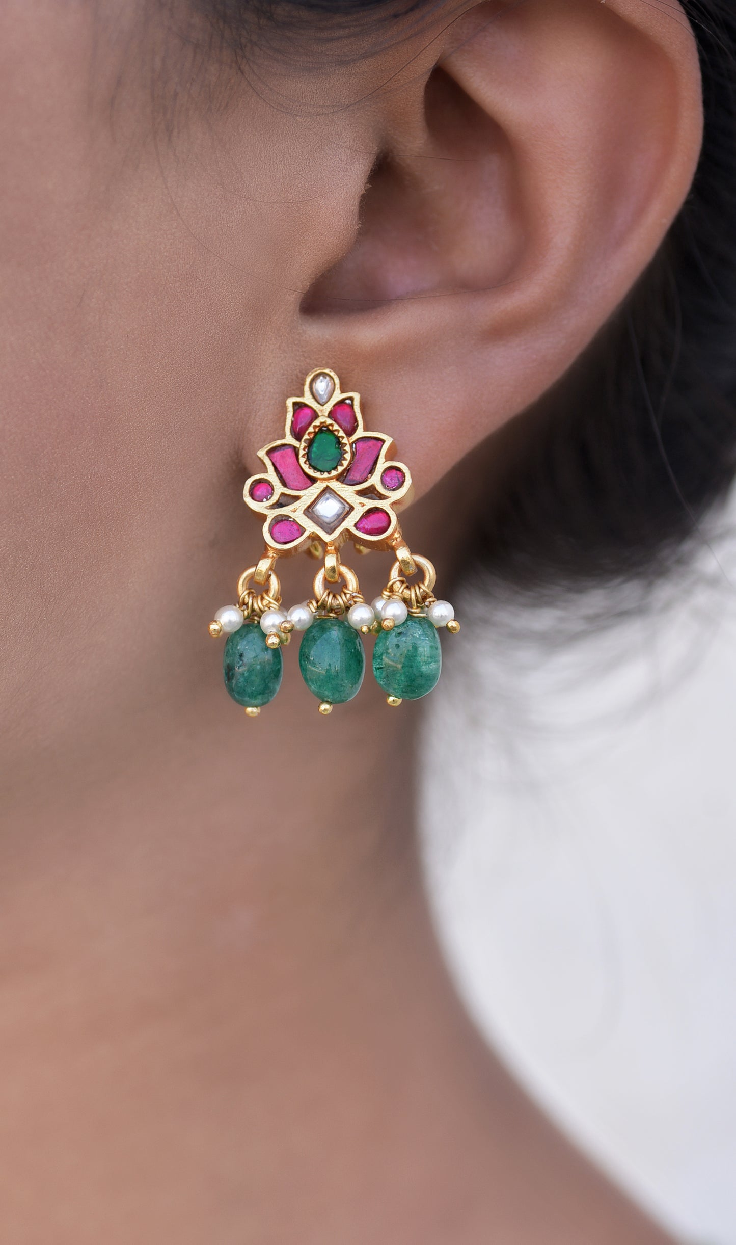 Kundan Lotus Earrings