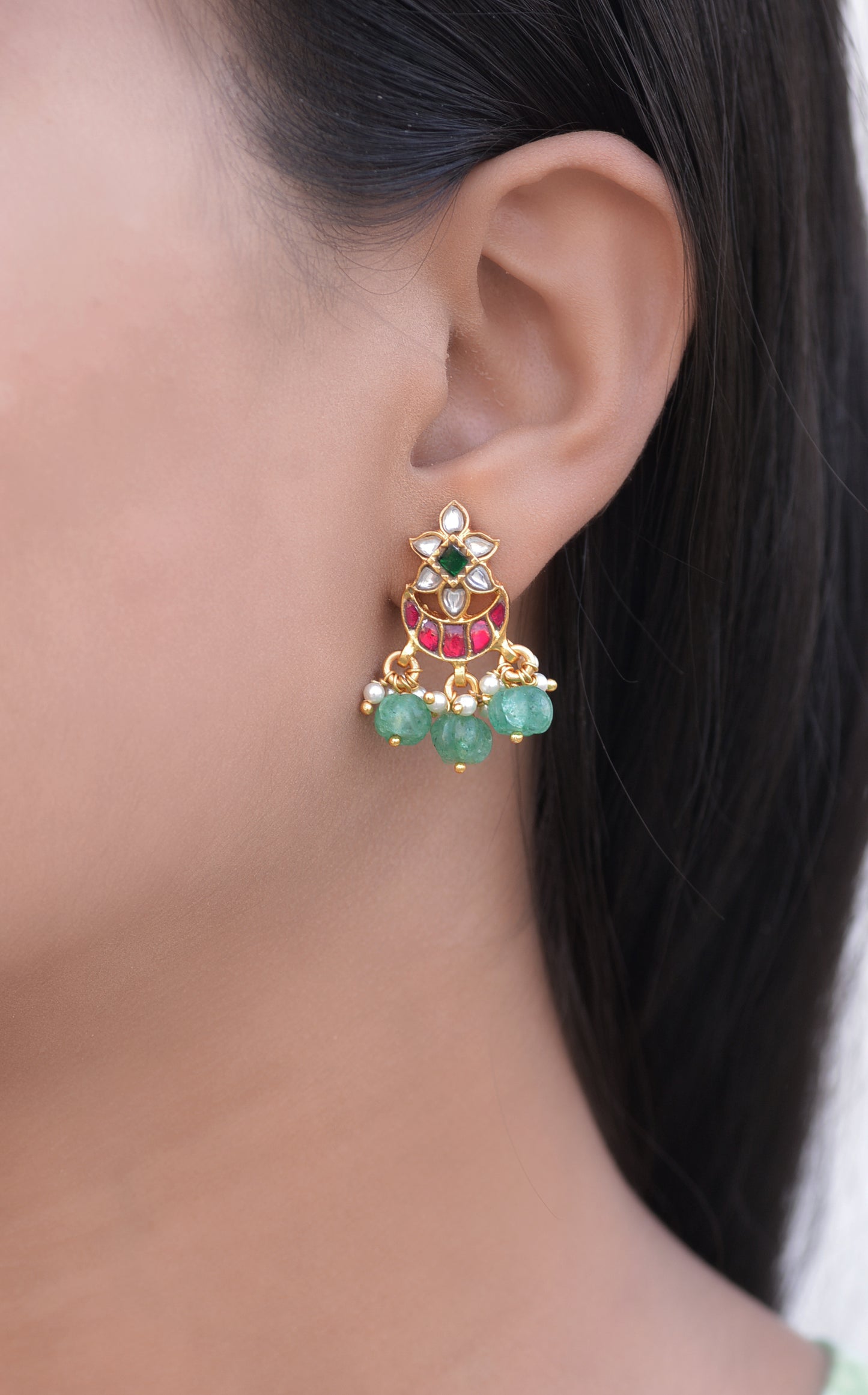 92.5 Silver Gold-Plated  Chandbalis Earrings