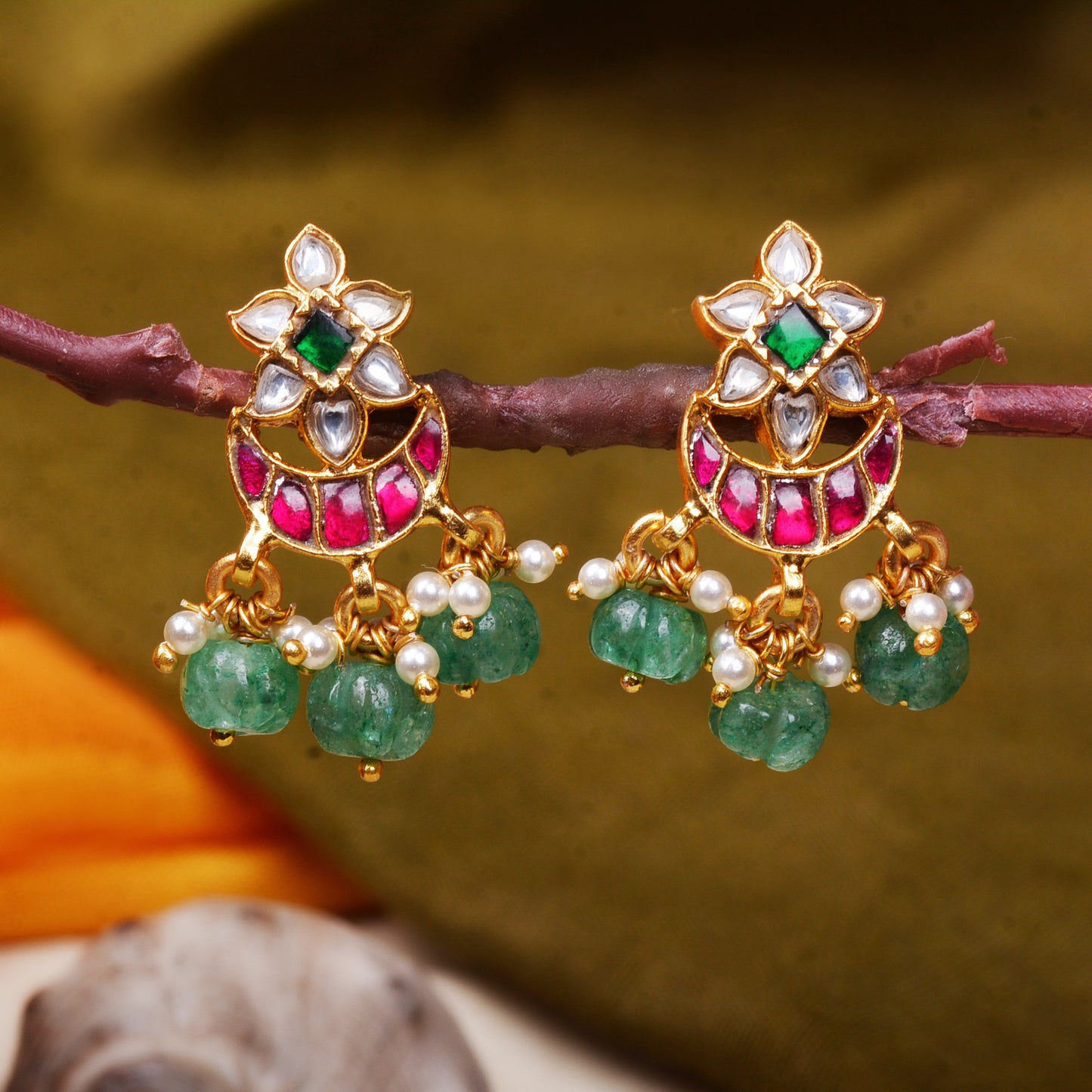 92.5 Silver Gold-Plated  Chandbalis Earrings